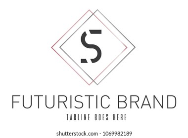 Modern Elegant Silver Rose Gold Geometric Letter S Logo