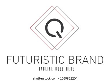 Modern Elegant Silver Rose Gold Geometric Letter Q Logo