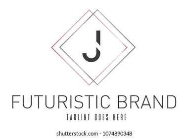 Modern Elegant Silver Rose Gold Geometric Letter J Logo
