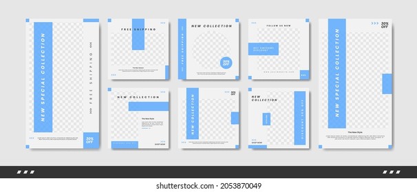 Modern elegant social media banner post stories templates for blue fashion