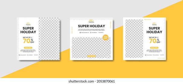 Modern elegant social media banner post stories templates for travel dream holiday