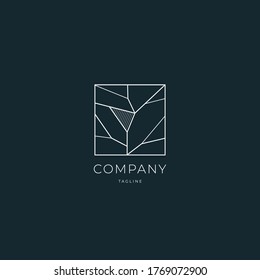 Modern elegant Square logo design concept with abstract thin line art. Vector template