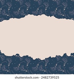 Modern and elegant sweet floral wedding invitation template with ripped paper edges