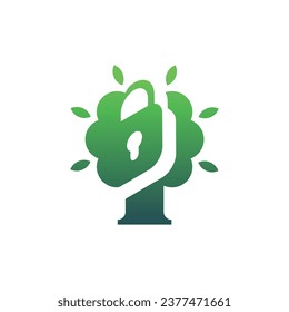 logotipo del candado de árbol moderno y elegante