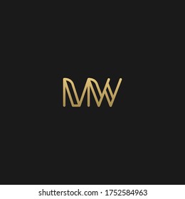 Moderno y elegante diseño exclusivo de color negro y dorado MW WM W M con base inicial icono de letra.