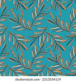 Modern Elegant Tropical Leafs Cartoon Vector Background Pattern Seamless