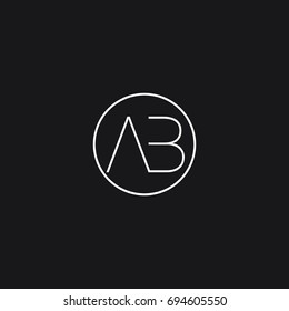 Modern elegant unique minimal connected circular shaped fashion brand black and white color AB BA A B initial based letter icon logo.
