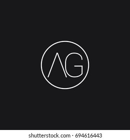 Modern elegant unique minimal connected circular shaped fashion brand black and white color AG GA A G initial based letter icon logo.
