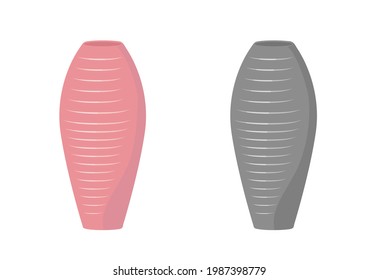Modernos y elegantes jarrones aislados de fondo blanco. Diversas formas de jarrones de cerámica vacíos.  Ilustración de moda vectorial.  Diseño para web e impresión.  Decoración interior casera.