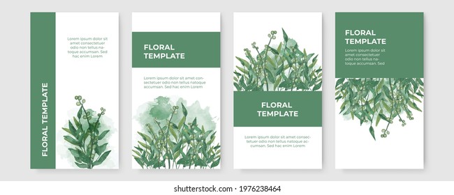 Modern elegant watercolor floral background for social media post or story templates. Vector illustration with organic design concept, can be use for summer sale, banner, poster, wedding invitation