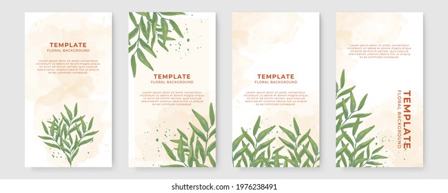 Modern elegant watercolor floral background for social media post or story templates. Vector illustration with organic design concept, can be use for summer sale, banner, poster, wedding invitation