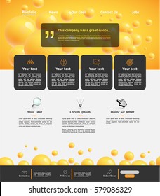 Modern and elegant website template with yellow clean bubble header, vector illustration