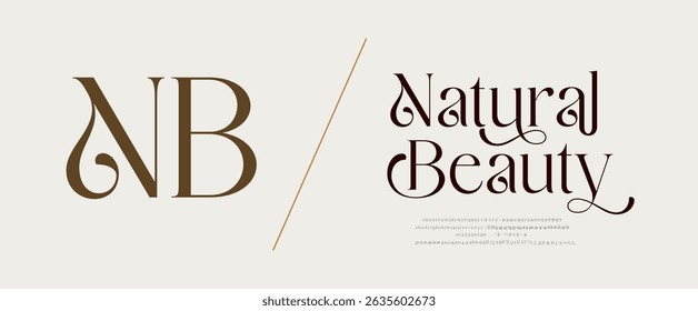 Modern and Elegant wedding alphabet letters font and number. Typography Luxury classic lettering serif fonts decorative vintage retro logo concept. vector illustration