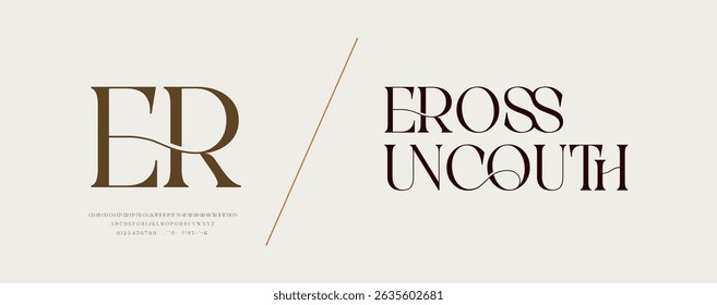 Modern and Elegant wedding alphabet letters font and number. Typography Luxury classic lettering serif fonts decorative vintage retro logo concept. vector illustration