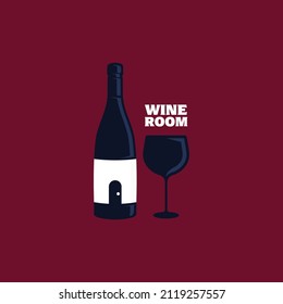 Modern and elegant wine room logo design,
Wine and room logo vector icon illustration