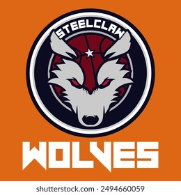 A modern and elegant wolf head logo design with the meaning of a sharp and fierce wolf is suitable for your basketball team