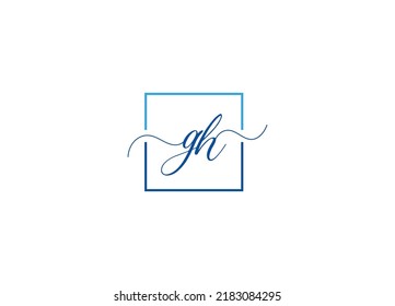 Modern Elegant wordmark cursive Initial Letter Type monogram gh Logo Sign Symbol Icon