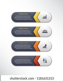 Modern elements for business infographics. Banners for diagram, graph, report, presentation, chart, web design. 4 steps, parts, options, stages