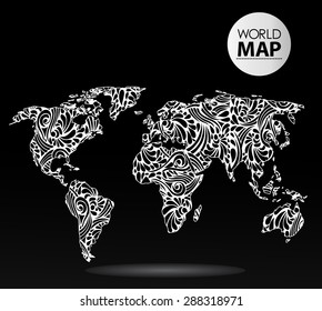 Modern elements of info graphics. Calligraphic World Map 