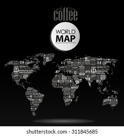 Modern elements of info graphics. Coffee, typographic  World Map 