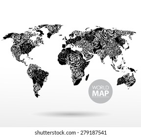 Modern elements of info graphics. Flowers World Map 
