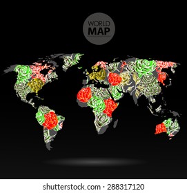 Modern elements of info graphics. Flowers World Map 