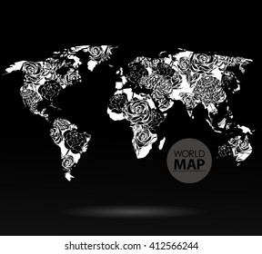 Modern elements of info graphics. Flowers World Map 