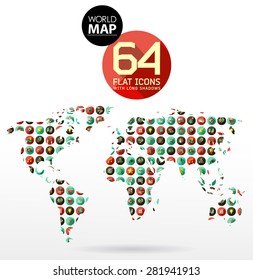Modern elements of info graphics. Icons, symbols World Map