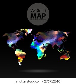 Modern elements of info graphics. Polygonal, mosaic World Map 