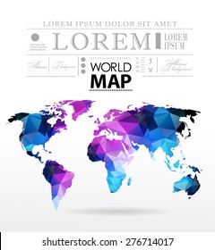 Modern elements of info graphics. Polygonal, mosaic World Map 
