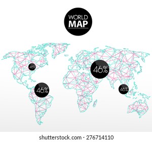 Modern elements of info graphics. Polygonal, mosaic World Map 