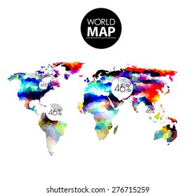 Modern elements of info graphics. Polygonal, mosaic World Map 