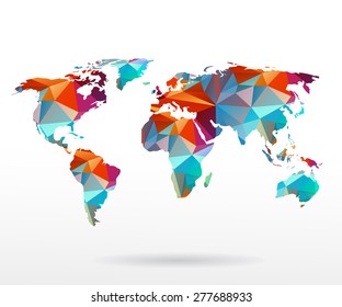 Modern elements of info graphics. Polygonal, mosaic World Map 