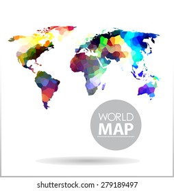 Modern elements of info graphics. Polygonal, mosaic World Map 