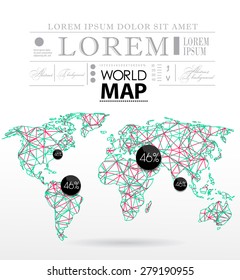 Modern elements of info graphics. Polygonal, mosaic World Map 