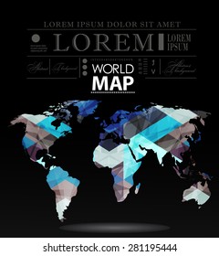 Modern elements of info graphics. Polygonal, mosaic World Map 