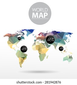 Modern elements of info graphics. Polygonal, mosaic World Map 