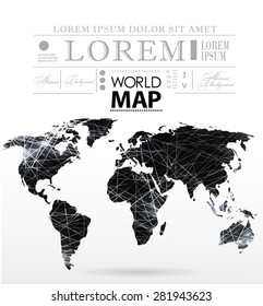 Modern elements of info graphics. Polygonal, mosaic World Map 