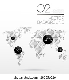 Modern elements of info graphics. Polygonal, mosaic World Map 