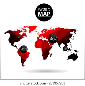 Modern elements of info graphics. Polygonal, mosaic World Map