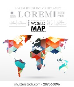 Modern elements of info graphics. Polygonal, mosaic World Map 