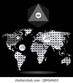 Modern elements of info graphics. Polygonal, mosaic World Map
