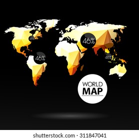 Modern elements of info graphics. Polygonal, mosaic World Map 