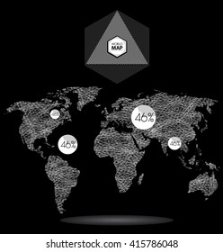 Modern elements of info graphics. Polygonal, mosaic World Map 