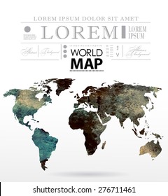 Modern elements of info graphics. Watercolor, paper World Map 