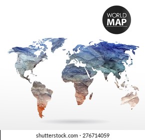 Modern elements of info graphics. Watercolor, paper World Map 