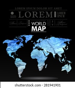 Modern elements of info graphics. Watercolor, paper World Map 