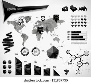 Modern elements of info graphics. World Map / Information Graphics/abstract modern Label, bubble and header