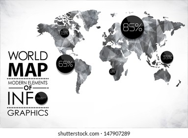 Modern elements of info graphics. World Map and typography