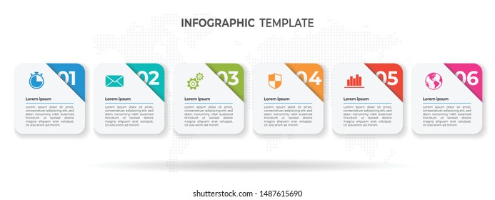 Modern elements infographic 6 options.